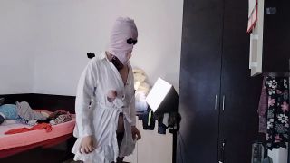 Toys Sexy mom has fun trying on clothes and cutting them. Sexy wife dances naked at home.-3