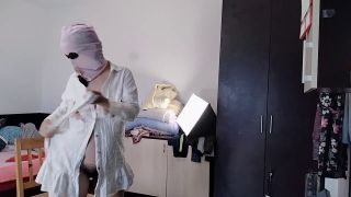 Toys Sexy mom has fun trying on clothes and cutting them. Sexy wife dances naked at home.-6