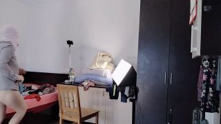 Toys Sexy mom has fun trying on clothes and cutting them. Sexy wife dances naked at home.-9
