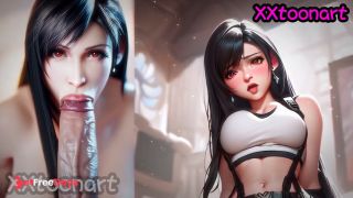 Tifa from Final Fantasy gives you a blowjob with her beautiful lips-4