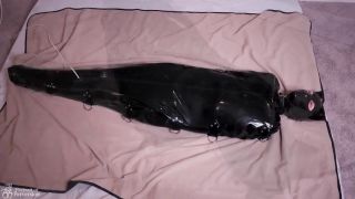 Hood Rubber Kitty Is Made Have Multiple orgasms In A Latex Bondage Sack-3