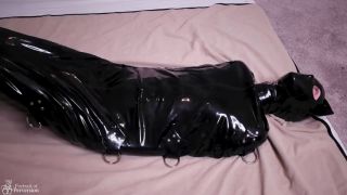 Hood Rubber Kitty Is Made Have Multiple orgasms In A Latex Bondage Sack-5