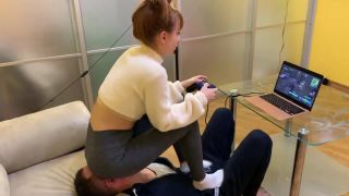 online adult clip 26 Petite Princess FemDom - Gamer Kira In Leggings Uses Her Chair Slave While Playing on femdom porn slave fetish-2