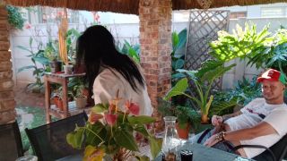 Amateur Home Masturbating with My Neighbours Wife Outdoor on the Patio-0