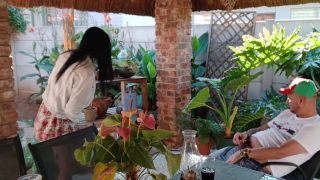 Amateur Home Masturbating with My Neighbours Wife Outdoor on the Patio-1