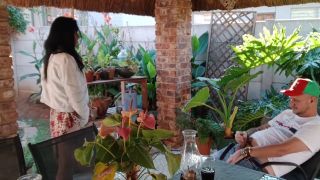 Amateur Home Masturbating with My Neighbours Wife Outdoor on the Patio-3