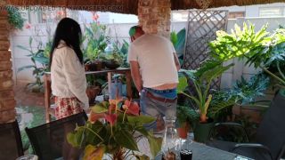 Amateur Home Masturbating with My Neighbours Wife Outdoor on the Patio-5
