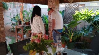 Amateur Home Masturbating with My Neighbours Wife Outdoor on the Patio-6