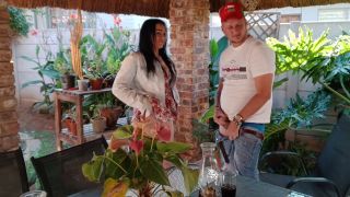 Amateur Home Masturbating with My Neighbours Wife Outdoor on the Patio-7