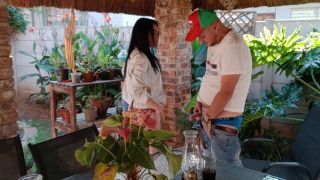 Amateur Home Masturbating with My Neighbours Wife Outdoor on the Patio-9