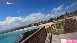 Amateur thick sexy girlfriend boyfriend having fun in public beach while on vacation-9