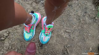 Yummy Couple HUGE¡ Cumshot on her new Nike Air Max Sneakers - Cum Running down her Legs - 2160p-4