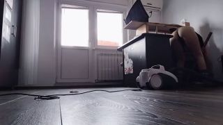 PinkyMadame - Amateur mom vacuums naked, hairy pussy, big tits.-7