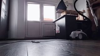 PinkyMadame - Amateur mom vacuums naked, hairy pussy, big tits.-8