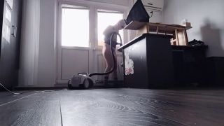 PinkyMadame - Amateur mom vacuums naked, hairy pussy, big tits.-9