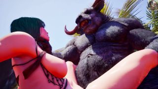 Wild Sin - Minotaur monster with huge cock fucks cute girl in oasis-1