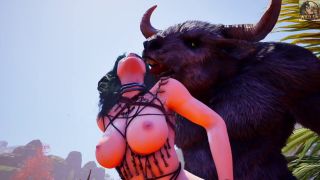 Wild Sin - Minotaur monster with huge cock fucks cute girl in oasis-6