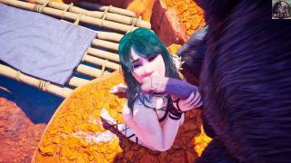 Wild Sin - Minotaur monster with huge cock fucks cute girl in oasis-9