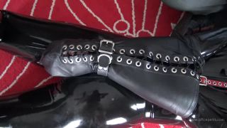 video 9 femdom keep2share Leather Hogtied in a Latex Catsuit, blindfold on fetish porn-6