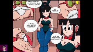 Big Tits Dragon Ball z Milk monta la verga Roshi mientras Goku entrena-0