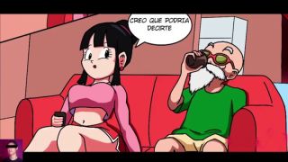 Big Tits Dragon Ball z Milk monta la verga Roshi mientras Goku entrena-1