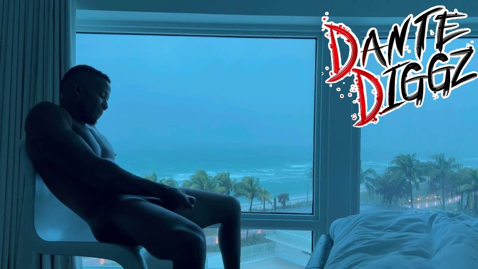 Dante Diggz - Morning BBC Alone Time During A Hurrricane On South Beach 1080P - Solo masturbation