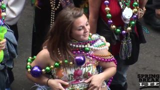 Mardi Gras Party Girls Flashing in Public - Black-1