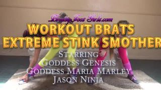 online porn clip 20 redhead fetish Workout Brats Stinky Smothering – Bratty Foot Girls – Maria Marley, Goddess Genesis, foot smother on big ass porn-0