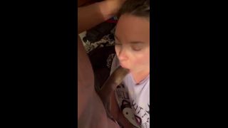 Interracial My sneaky stepsister snuck into my room agin to feel my dick with her throat-1