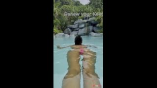 Hot Monika Fox in Pink Bikini Swims in Pool and Walks-1