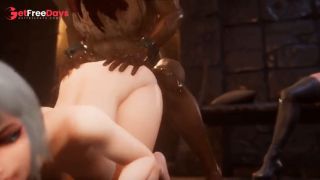 Horny warlord and her assistant fuck a nun in all holes-0