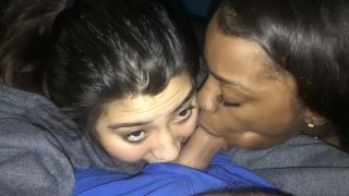 My girlfriend and black girl suck at the same time my dick black -8