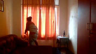 Aunty my new Indian maid cleaning my room-1