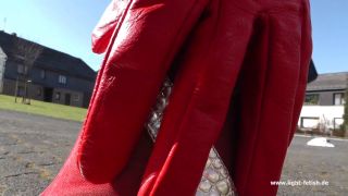 7120 Fetish - Red silver extreme wedges leathergloves lycra s...-5
