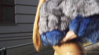 Goddess Slavena walking in glossy tights.-8