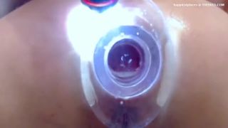 hot glasses girl big toying and fisting ass on webcam Vid...-7