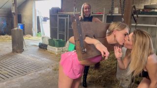 Mistress Noir Official - Two girls get whipped in the barn Double domme Painful session - Lesbian domination-1