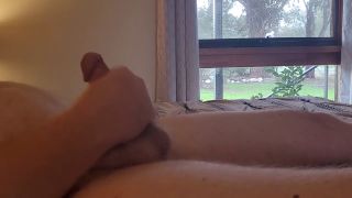 BBW Fat hubby jerking off in front of an open window-6