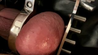Ruined Orgasm While In Chastity In ALLINONE DOUBLE RINGS BALL CRUSHER -9