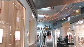 candid – asian chick with massive 42J´s walking in public mall braless wow! bigtits -1