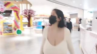 candid – asian chick with massive 42J´s walking in public mall braless wow! bigtits -2