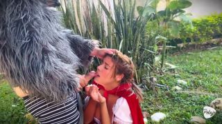 Little Red Little Red Riding Hood lost a fruit from her basket and is looking for it in the wolfs pants.-9
