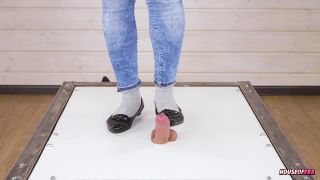 POV Cruel cock balls trampling and stomping ballet flats...-7