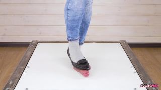 POV Cruel cock balls trampling and stomping ballet flats...-9