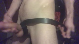 Spanking myself with my belt and let cum-7