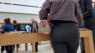 Impressive bubble butt bends over the desk Voyeur-3