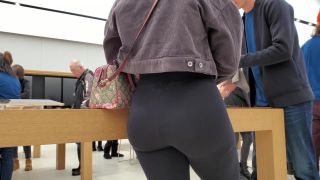 Impressive bubble butt bends over the desk Voyeur-4