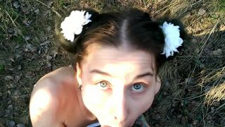 Outdoor Forest Blowjob Gagging on Cock Facial Cumshot we were Caughto Fisting!-3