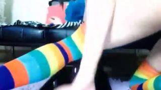 online clip 32 Easygoing – Rainbow Britt Rides Dildo - big clits - femdom porn crush fetish clips-8