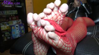 Online Fetish video Arena Rome - No Peeking at Mommy’s Red Fishnets, Wrinkled Soles and Long Toes-7